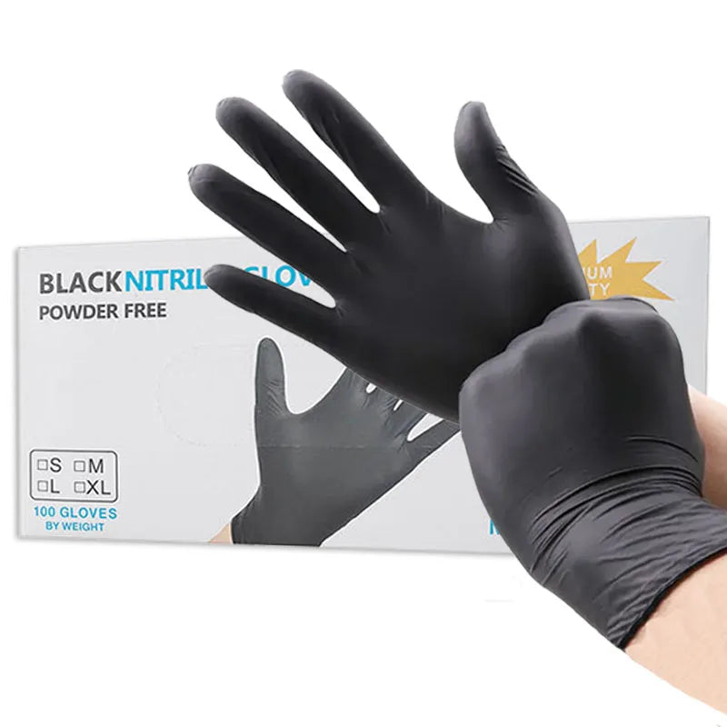 100PCS Black Nitrile Gloves